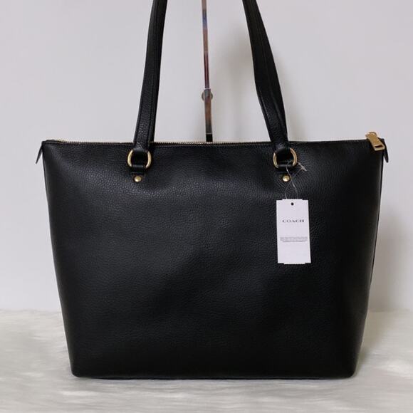 New Coach Gallery Tote Bag With Diary Embroidery/Pebble Leather/Black - Picture 4 of 11